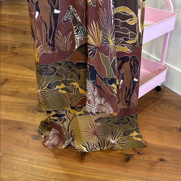 Farm Rio Tropical Print Maxi Dress in Brown & Olive - Picture 4 of 4